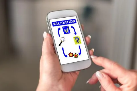 Validation concept on a smartphone Stock Photos