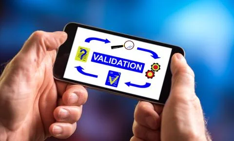 Validation concept on a smartphone Stock Photos