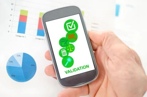 Validation concept on a smartphone Stock Photos