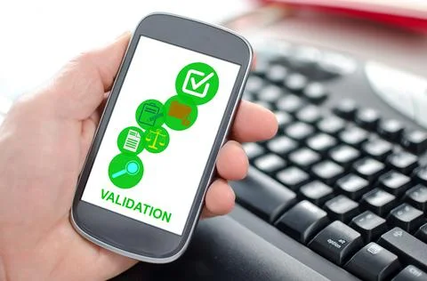 Validation concept on a smartphone Foto stock