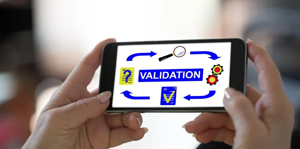 Validation concept on a smartphone Stock Photos