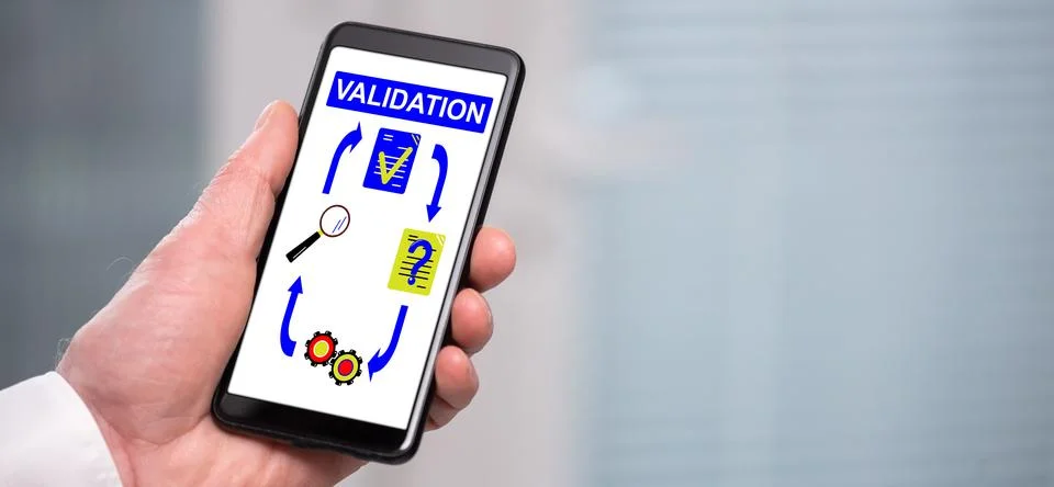 Validation concept on a smartphone Stock Photos