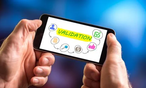 Validation concept on a smartphone Foto stock