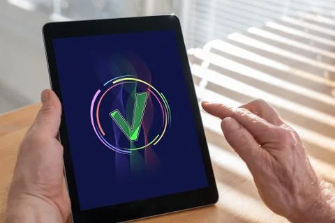 Validation concept on a tablet Foto stock
