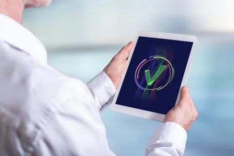Validation concept on a tablet Foto stock