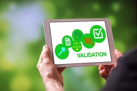Validation concept on a tablet 스톡 사진