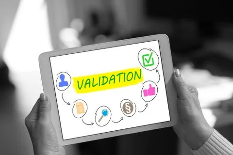 Validation concept on a tablet Stock Photos