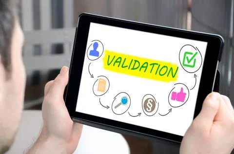Validation concept on a tablet Stock Photos