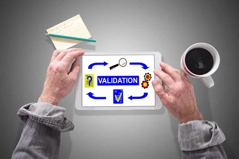 Validation concept on a tablet Foto stock