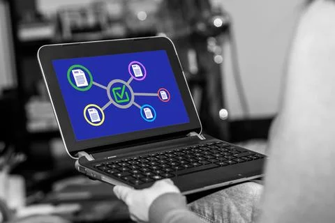 Validation concept on a tablet Foto stock