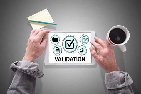 Validation concept on a tablet Stock Photos