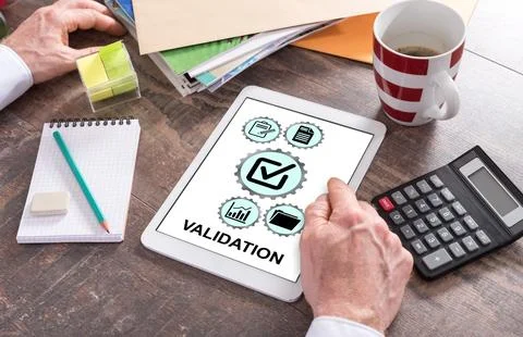 Validation concept on a tablet Foto stock