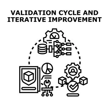 Validation cycle and iterative improvement process concept Ilustração Stock