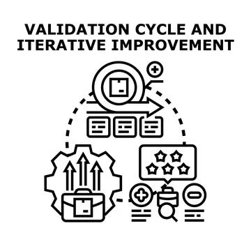 Validation cycle and iterative improvement process flow Stock Illustration