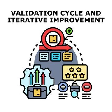 Validation cycle and iterative improvement process flow Illustrazione stock