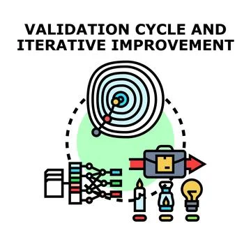 Validation cycle iterative improvement process for business development Stock Illustration