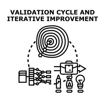 Validation cycle iterative improvement process for business development Stock Illustration
