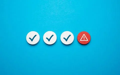 Validation error. Problem warning. An unknown issue was identified during a.. Stock Photos