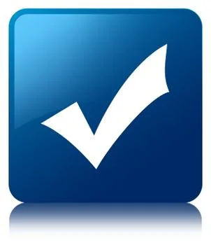 Validation icon blue square button Stock Illustration