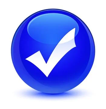 Validation icon glassy blue round button Stock Illustration