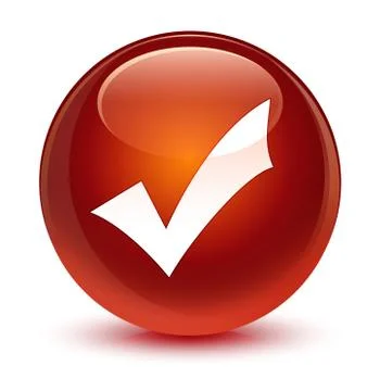 Validation icon glassy brown round button Stock Illustration