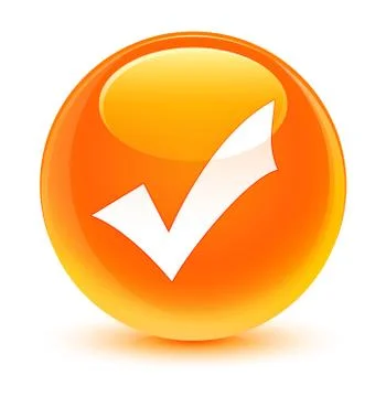 Validation icon glassy orange round button Stock Illustration