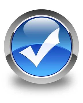 Validation icon glossy blue round button Stock Illustration