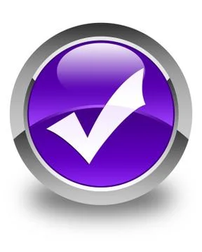 Validation icon glossy purple round button Stock Illustration