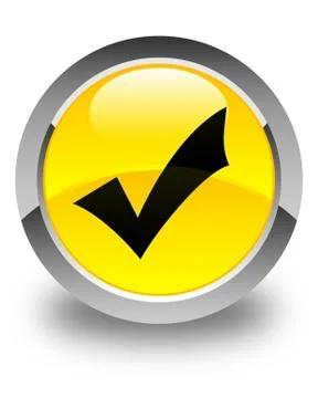 Validation icon glossy yellow round button Stock Illustration