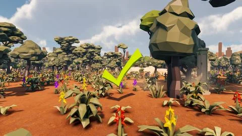 Validation icon with low poly landscape 3d render Stock Illustration