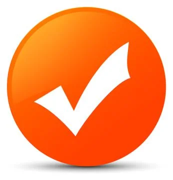 Validation icon orange round button Stock Illustration