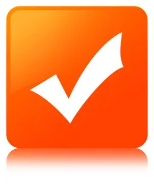 Validation icon orange square button Stock Illustration