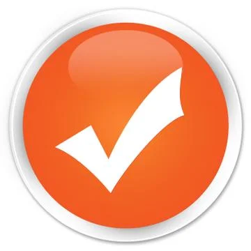 Validation icon premium orange round button Stock Illustration
