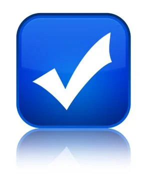 Validation icon special blue square button Stock Illustration