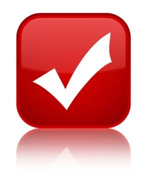 Validation icon special red square button Stock Illustration