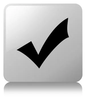 Validation icon white square button Stock Illustration