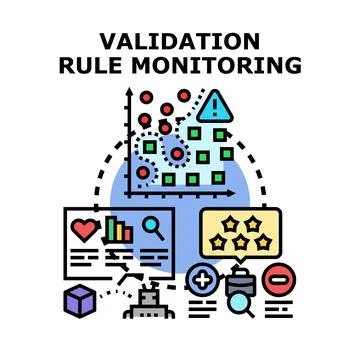 Validation rule monitoring data analysis concept Stock Illustration