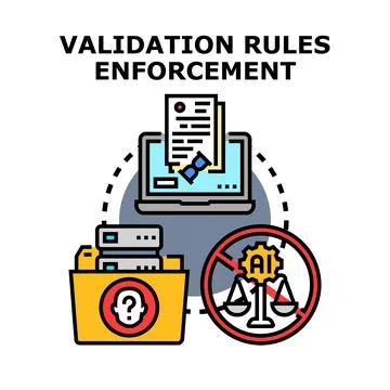 Validation rules enforcement for data and ai governance Stock Illustration