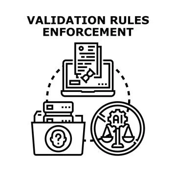 Validation rules enforcement for data and ai governance Stock Illustration