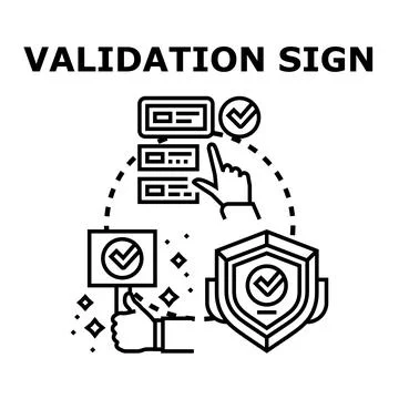 Validation sign concept with digital and physical approval Stock Illustration