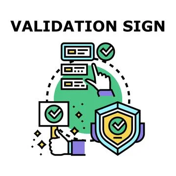 Validation sign concept with digital and physical approval Stock Illustration