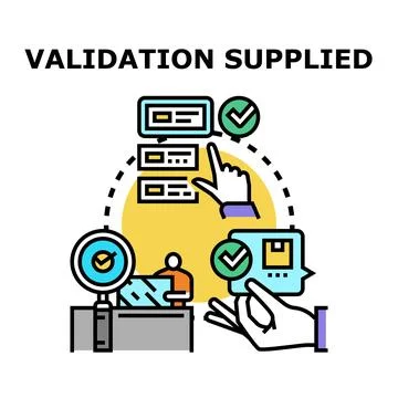 Validation supplied process with data checking system Stock Illustration