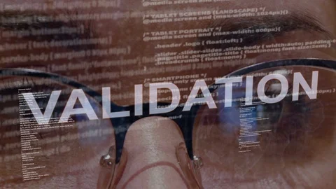 Validation text on female software developer Stock Footage 107780245