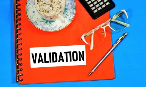 Validation. A text label in the business planning folder. Stock Photos