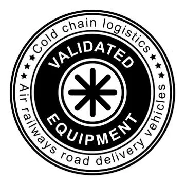 Valideted Equipment stamp on white background. Cold chain logistics. Stock Illustration