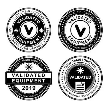 Valideted Equipment stamp on white background. Cold chain logistics. Stock Illustration