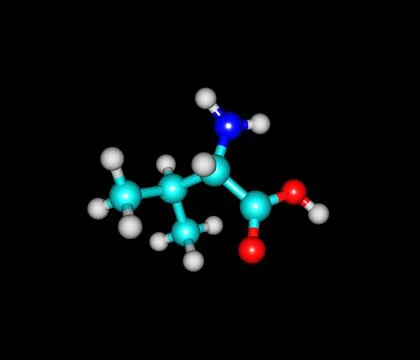 Valine molecule isolated on black Stock Illustration