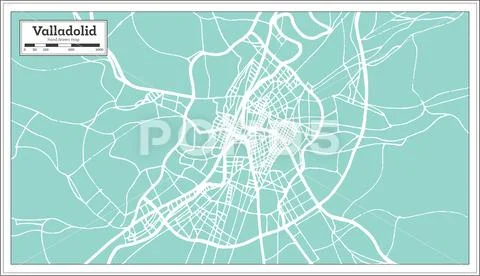 Valladolid Spain City Map in Retro Style. Outline Map. Stock Illustration