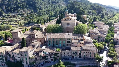 Valldemossa Fly out Stock Footage 343571836