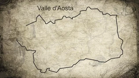 Valle d'Aosta map drawn on a cartography background sheet of paper Stock Footage 329220489